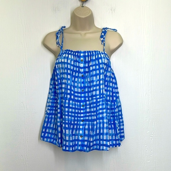 Lilly Pulitzer Tops - Lilly Pulitzer - Feel-in Beachy Silvana Blue And White Checkered Tank Blouse SM